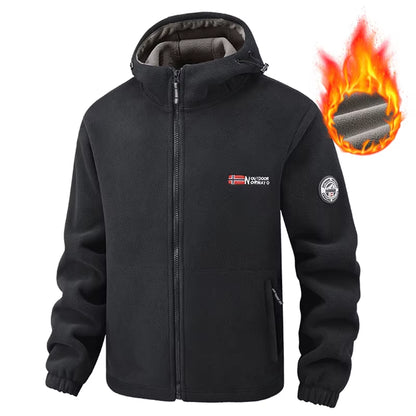 Stay Warm and Stylish This Autumn with Our Men's Hooded Fleece Jacket - Perfect for Outdoor Sports and Daily Wear!