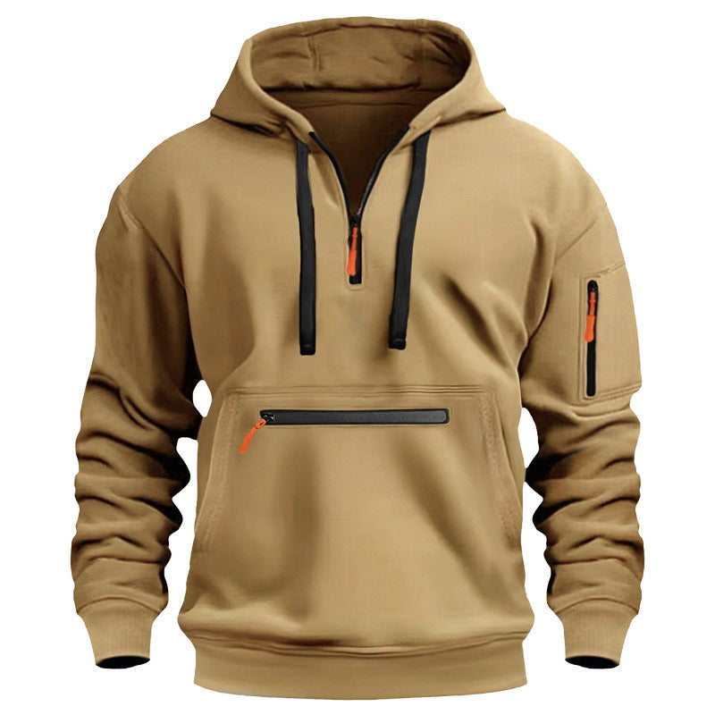 Men’s Fleece-Lined Hooded Sweater with Zipper Pockets