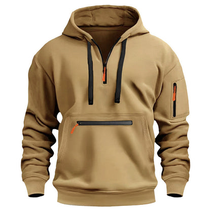 Men’s Fleece-Lined Hooded Sweater with Zipper Pockets