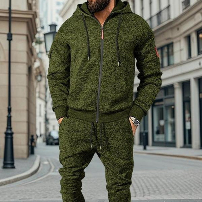 Stay Cozy This Winter with KZZ Men's Thick Fleece Lined Hoodie Set - Perfect for Casual Street Style and Holiday Gifting!