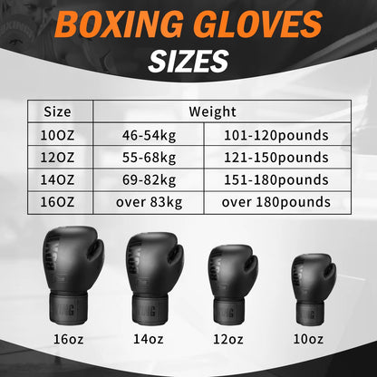 Elevate Your Training with Our 10-16 Oz PU Leather Boxing Gloves - Perfect for Muay Thai, MMA, and Sandbag Workouts for All