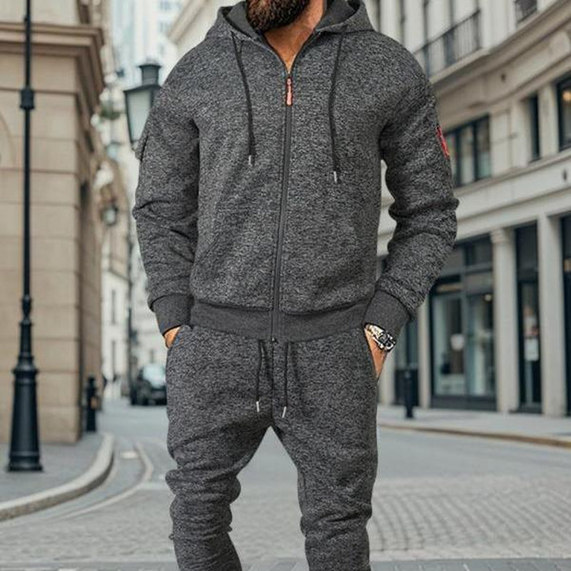 Stay Cozy This Winter with KZZ Men's Thick Fleece Lined Hoodie Set - Perfect for Casual Street Style and Holiday Gifting!