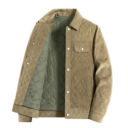 Men’s Suede Checkerboard Plaid Jacket
