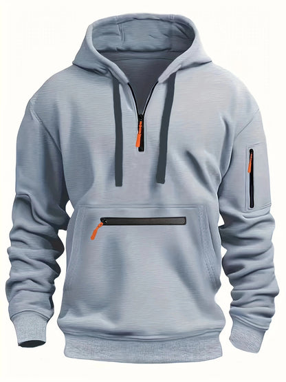 Men’s Fleece-Lined Hooded Sweater with Zipper Pockets