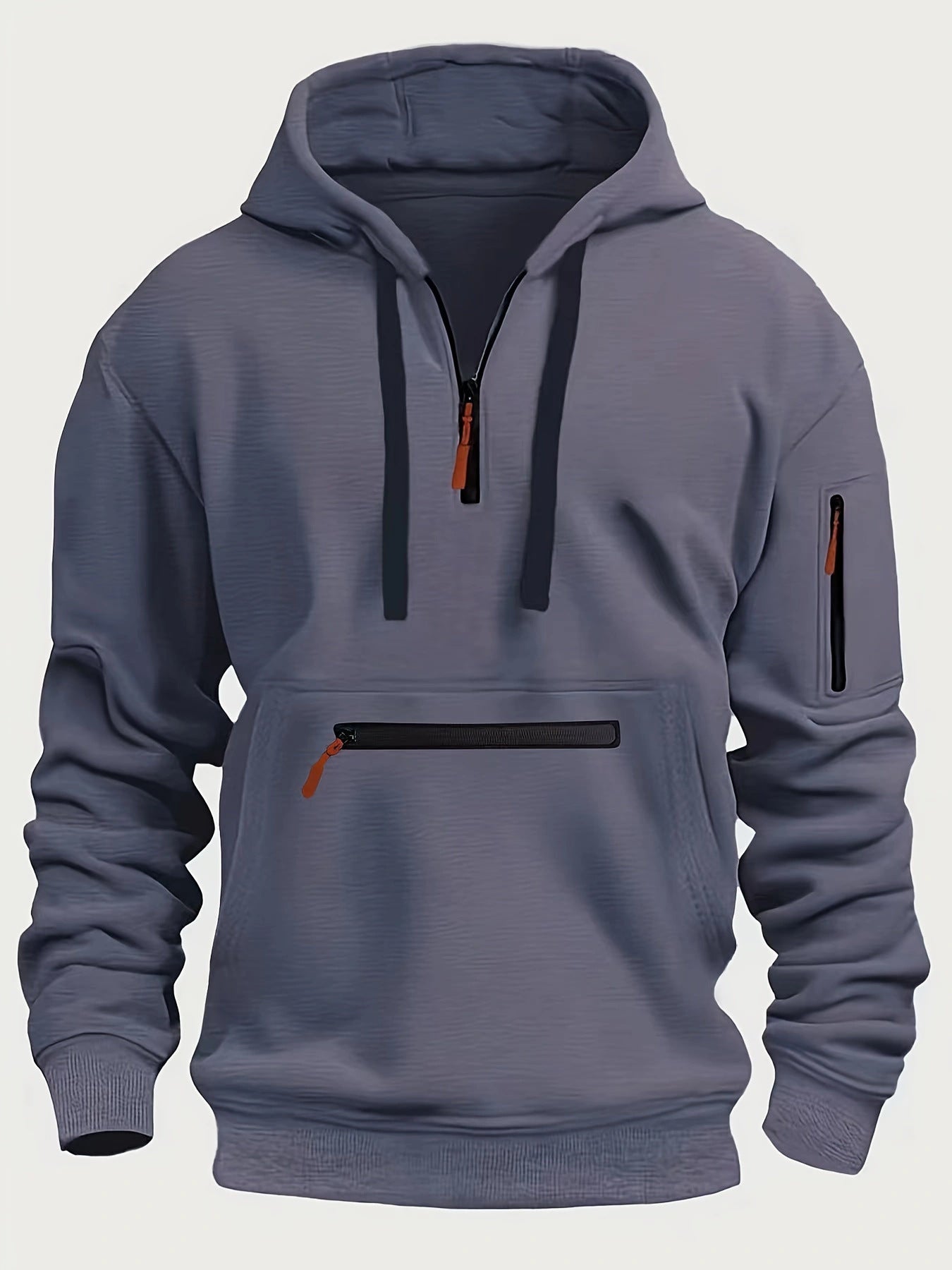 Men’s Fleece-Lined Hooded Sweater with Zipper Pockets