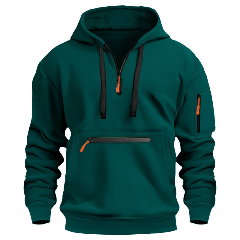 Men’s Fleece-Lined Hooded Sweater with Zipper Pockets
