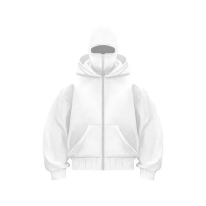 Unisex Double Hooded Balaclava Sweatshirt - Y2K Gothic Harajuku Style for Autumn and Winter Sportswear