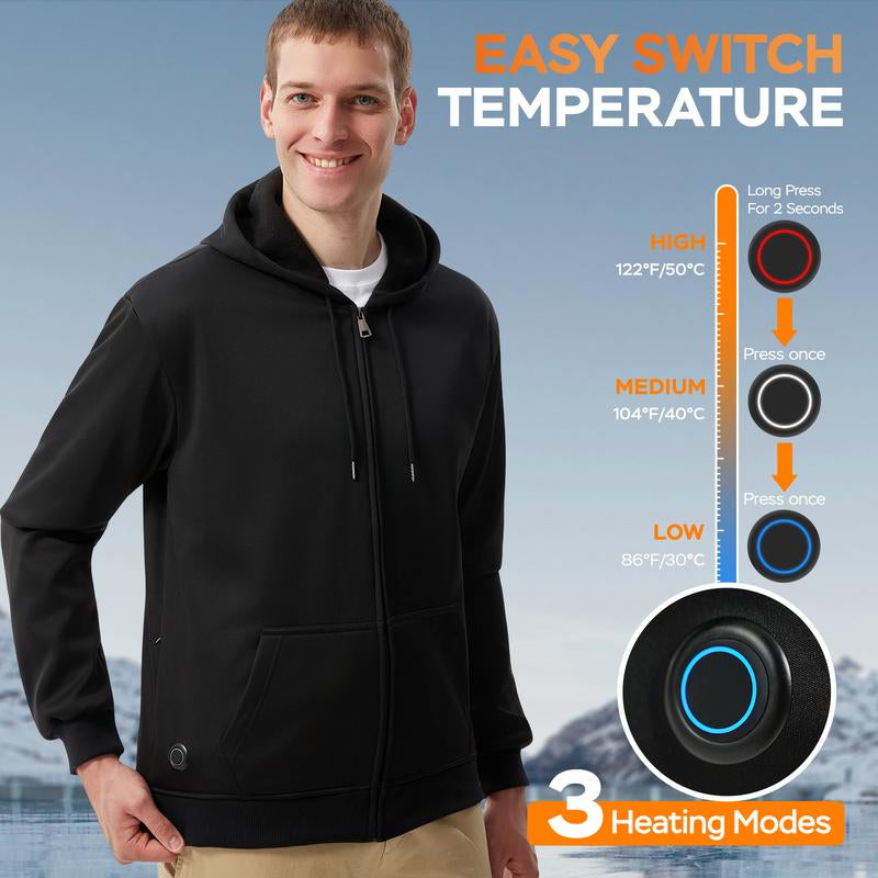 Stay Cozy and Stylish with Our Heated Zip-Up Hoodie for Men - Electric Heating Sweatshirt for Ultimate Comfort