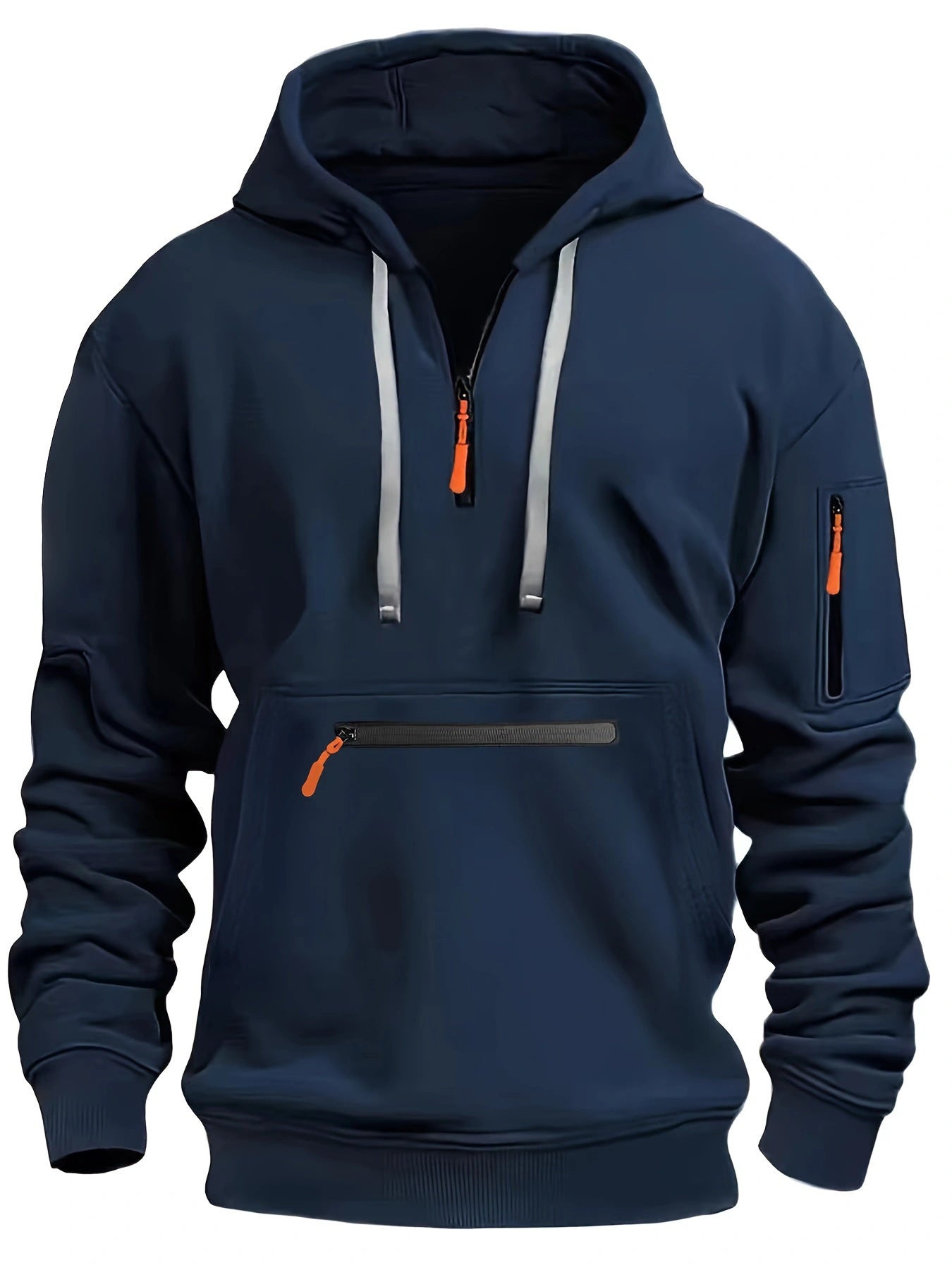 Men’s Fleece-Lined Hooded Sweater with Zipper Pockets