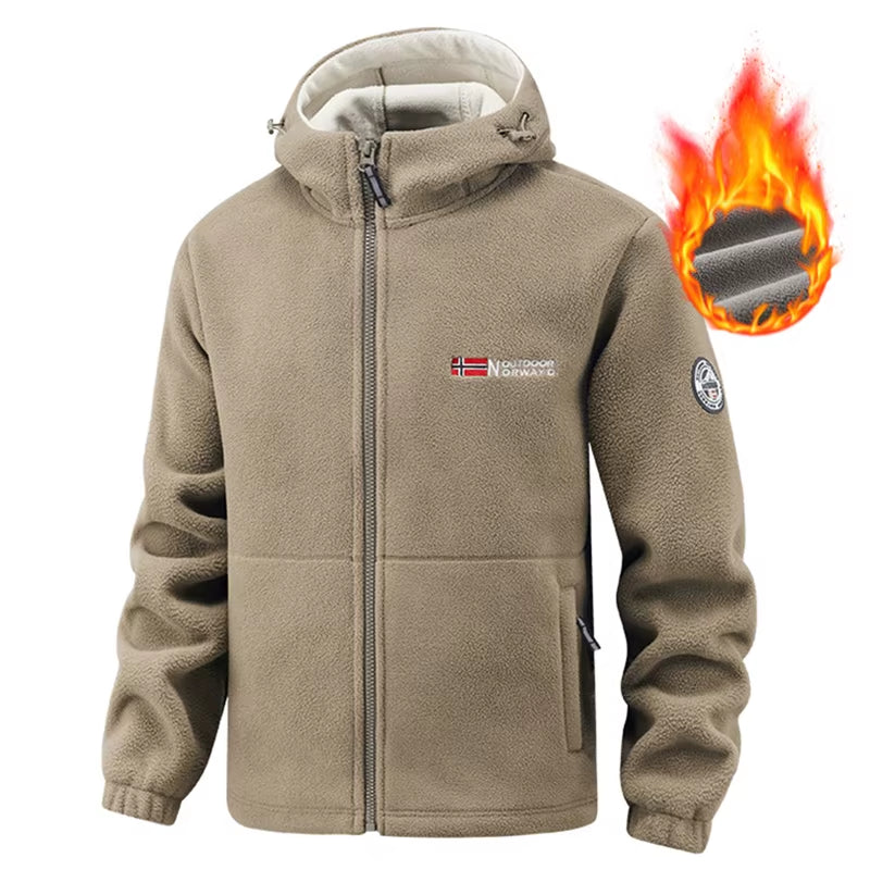 Stay Warm and Stylish This Autumn with Our Men's Hooded Fleece Jacket - Perfect for Outdoor Sports and Daily Wear!