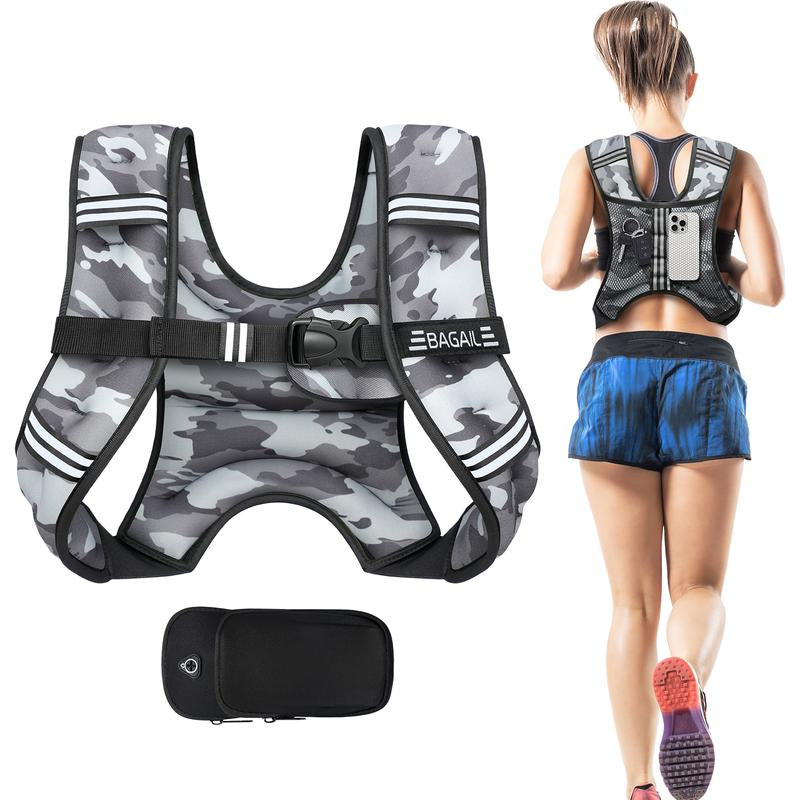 Elevate Your Workout with the BAGAIL Weighted Vest - Available in 5 to 30 lbs with Detachable Phone Pouch for Ultimate Comfort and Convenience