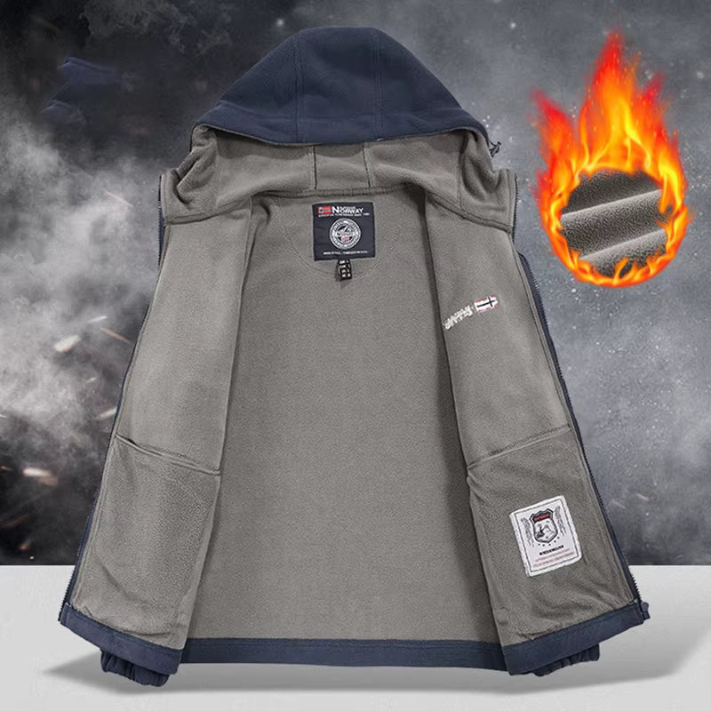 Stay Warm and Stylish This Autumn with Our Men's Hooded Fleece Jacket - Perfect for Outdoor Sports and Daily Wear!