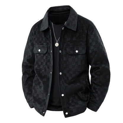 Men’s Suede Checkerboard Plaid Jacket
