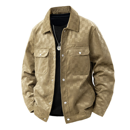 Men’s Suede Checkerboard Plaid Jacket