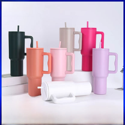 Handle-Equipped Insulated Stainless Steel Tumbler