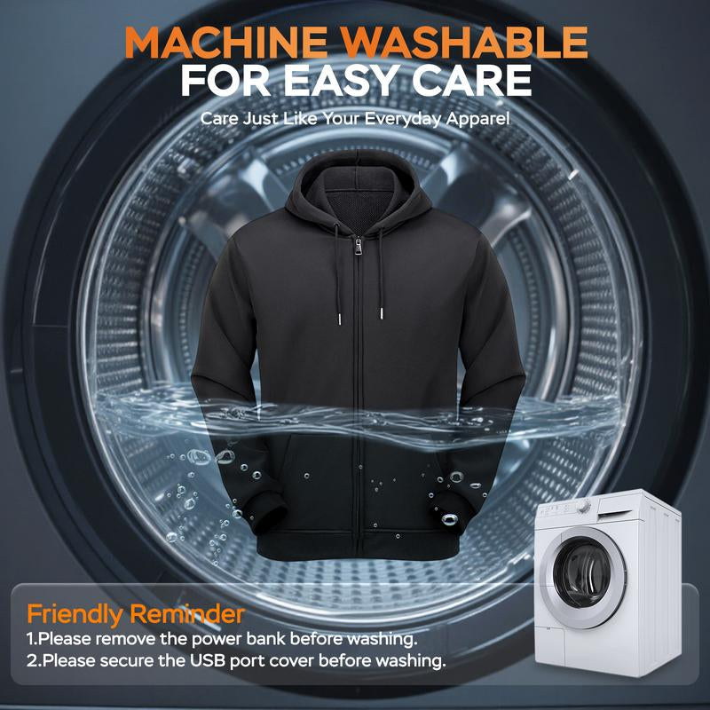 Stay Cozy and Stylish with Our Heated Zip-Up Hoodie for Men - Electric Heating Sweatshirt for Ultimate Comfort