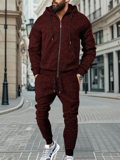 Stay Cozy This Winter with KZZ Men's Thick Fleece Lined Hoodie Set - Perfect for Casual Street Style and Holiday Gifting!
