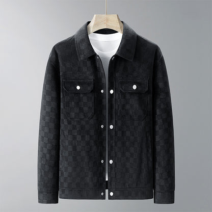 Men’s Suede Checkerboard Plaid Jacket