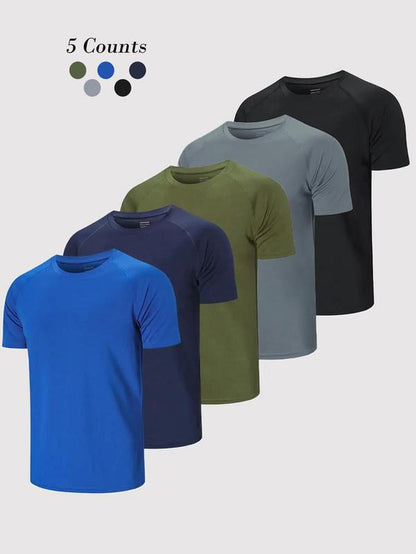 Elevate Your Workout with Our Men's Quick-Dry Raglan Sleeve Sports Tee - Breathable, Fitted, and Perfect for Gym, Running, and Summer Activities!