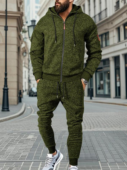 Stay Cozy This Winter with KZZ Men's Thick Fleece Lined Hoodie Set - Perfect for Casual Street Style and Holiday Gifting!