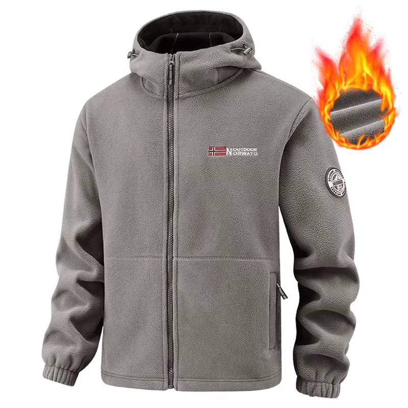 Stay Warm and Stylish This Autumn with Our Men's Hooded Fleece Jacket - Perfect for Outdoor Sports and Daily Wear!