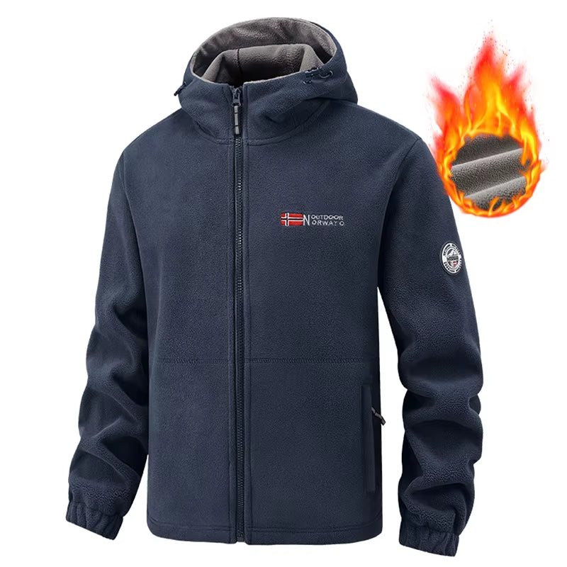 Stay Warm and Stylish This Autumn with Our Men's Hooded Fleece Jacket - Perfect for Outdoor Sports and Daily Wear!