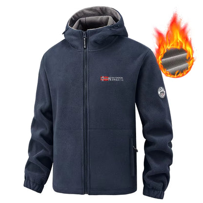 Stay Warm and Stylish This Autumn with Our Men's Hooded Fleece Jacket - Perfect for Outdoor Sports and Daily Wear!