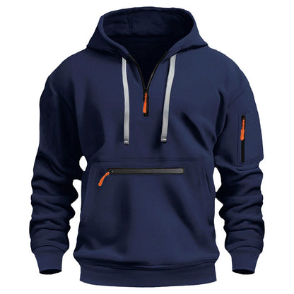 Men’s Fleece-Lined Hooded Sweater with Zipper Pockets
