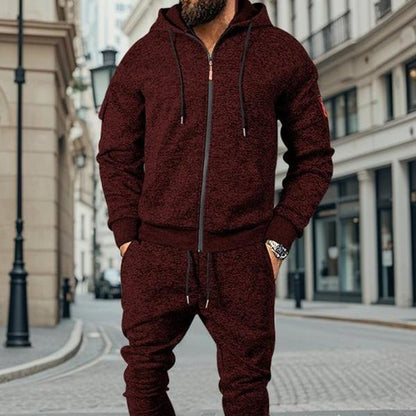Stay Cozy This Winter with KZZ Men's Thick Fleece Lined Hoodie Set - Perfect for Casual Street Style and Holiday Gifting!