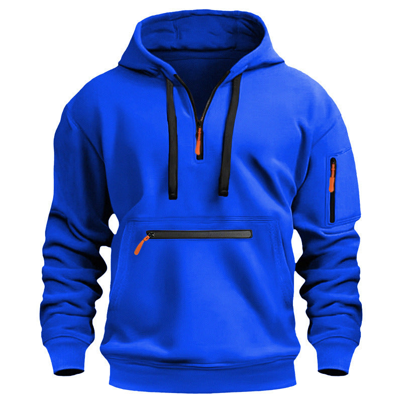 Men’s Fleece-Lined Hooded Sweater with Zipper Pockets
