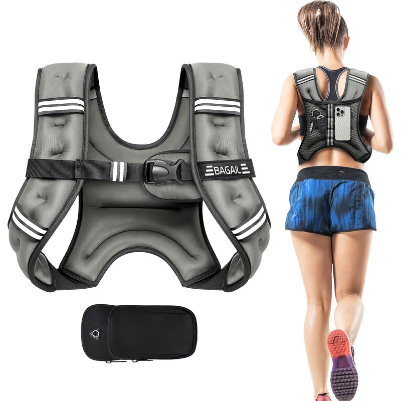 Elevate Your Workout with the BAGAIL Weighted Vest - Available in 5 to 30 lbs with Detachable Phone Pouch for Ultimate Comfort and Convenience