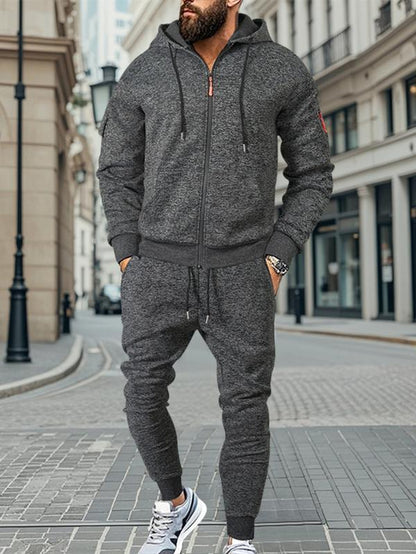 Stay Cozy This Winter with KZZ Men's Thick Fleece Lined Hoodie Set - Perfect for Casual Street Style and Holiday Gifting!