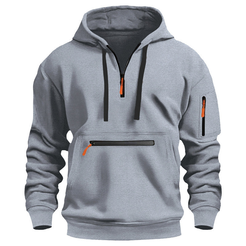 Men’s Fleece-Lined Hooded Sweater with Zipper Pockets