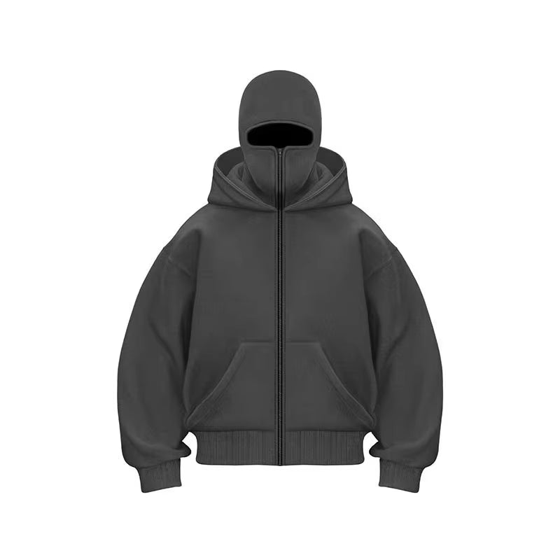 Unisex Double Hooded Balaclava Sweatshirt - Y2K Gothic Harajuku Style for Autumn and Winter Sportswear