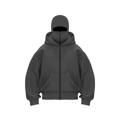 Unisex Double Hooded Balaclava Sweatshirt - Y2K Gothic Harajuku Style for Autumn and Winter Sportswear
