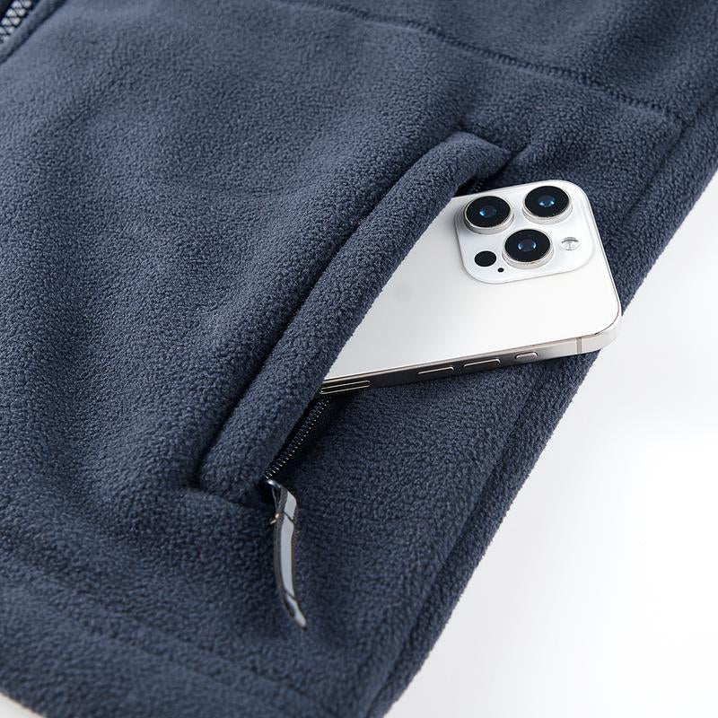 Stay Warm and Stylish with Our Men's Heavyweight Fleece Jacket - Versatile Double-Sided Hooded Coat with Full Zip and Multiple Pockets for Outdoor Adventures