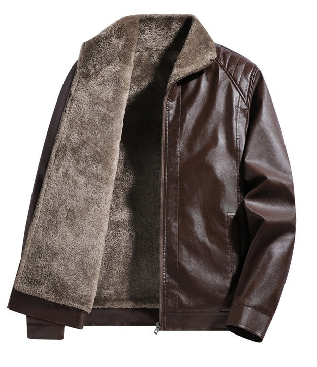 Thickened Fleece Leather Jacket