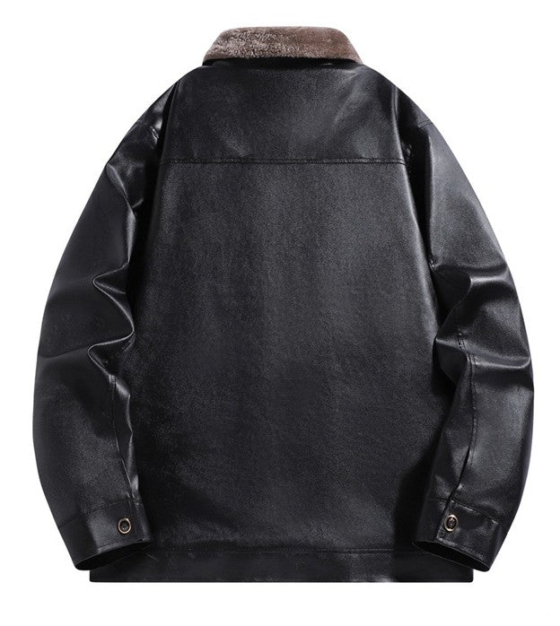 Thickened Fleece Leather Jacket
