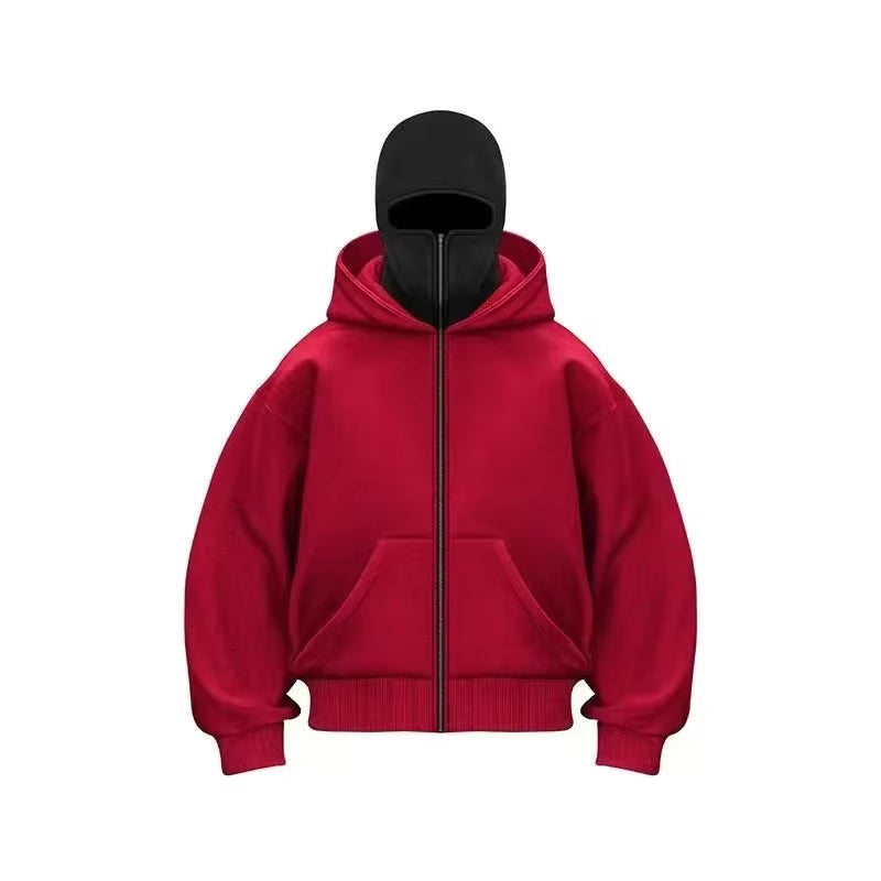 Unisex Double Hooded Balaclava Sweatshirt - Y2K Gothic Harajuku Style for Autumn and Winter Sportswear