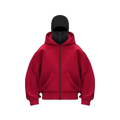 Unisex Double Hooded Balaclava Sweatshirt - Y2K Gothic Harajuku Style for Autumn and Winter Sportswear