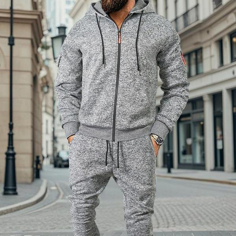 Stay Cozy This Winter with KZZ Men's Thick Fleece Lined Hoodie Set - Perfect for Casual Street Style and Holiday Gifting!