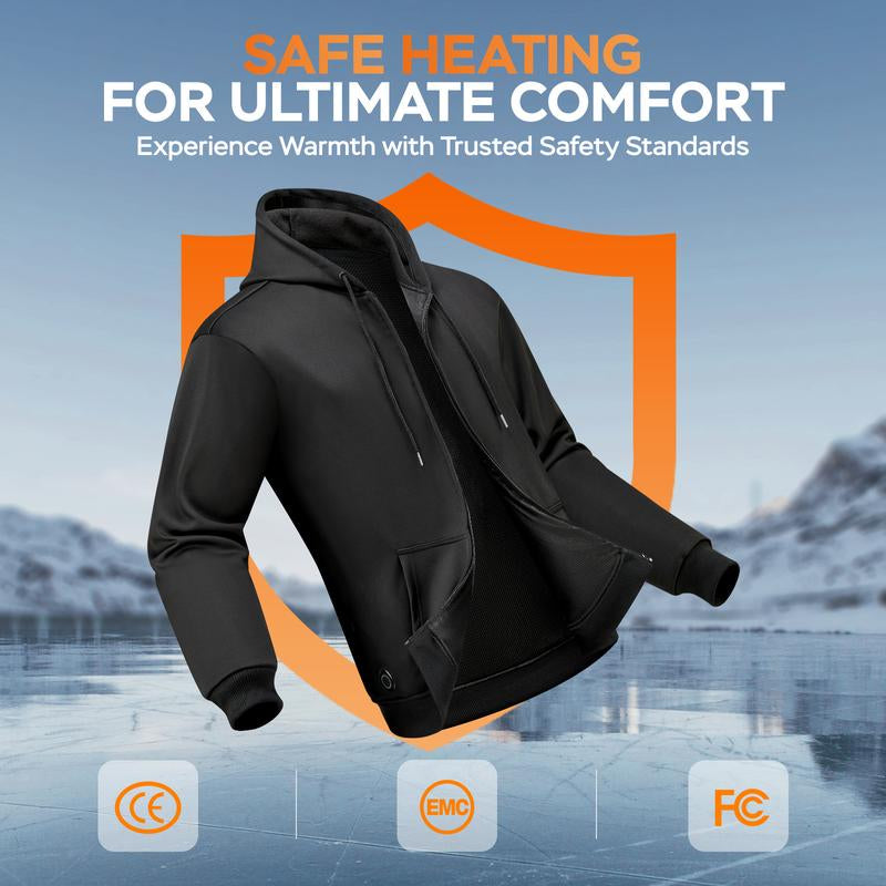 Stay Cozy and Stylish with Our Heated Zip-Up Hoodie for Men - Electric Heating Sweatshirt for Ultimate Comfort