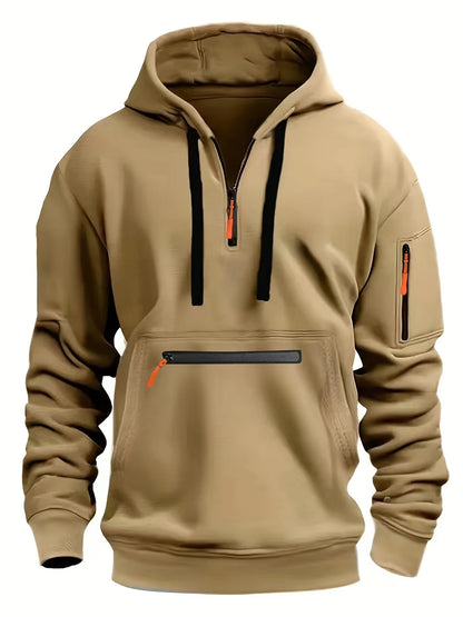 Men’s Fleece-Lined Hooded Sweater with Zipper Pockets