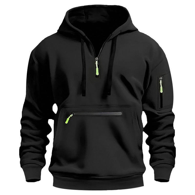 Men’s Fleece-Lined Hooded Sweater with Zipper Pockets