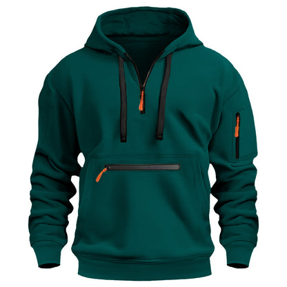 Men’s Fleece-Lined Hooded Sweater with Zipper Pockets