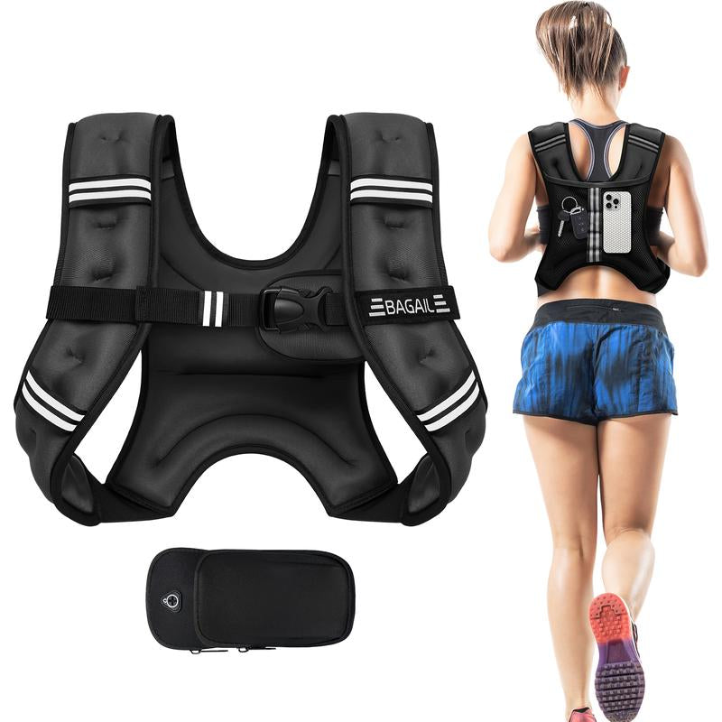 Elevate Your Workout with the BAGAIL Weighted Vest - Available in 5 to 30 lbs with Detachable Phone Pouch for Ultimate Comfort and Convenience