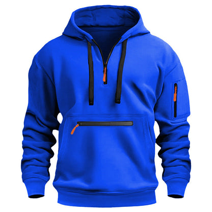 Men’s Fleece-Lined Hooded Sweater with Zipper Pockets