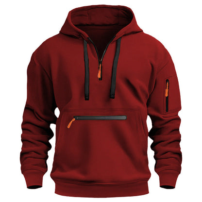 Men’s Fleece-Lined Hooded Sweater with Zipper Pockets