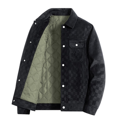Men’s Suede Checkerboard Plaid Jacket