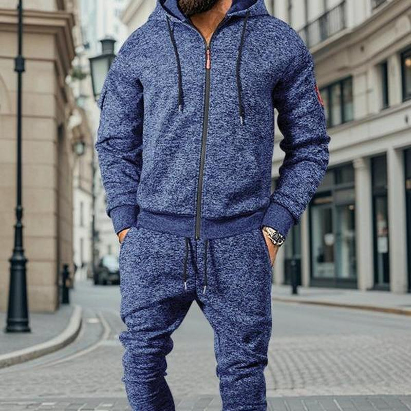 Stay Cozy This Winter with KZZ Men's Thick Fleece Lined Hoodie Set - Perfect for Casual Street Style and Holiday Gifting!